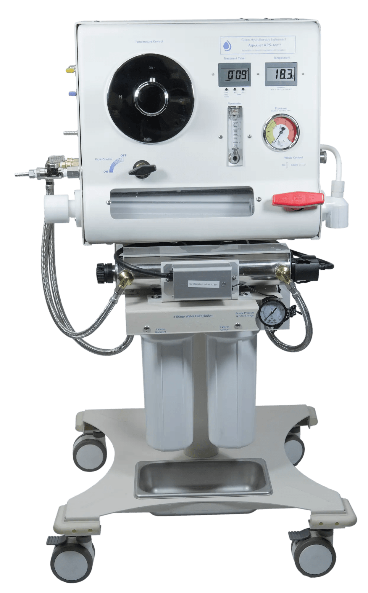 Aquanet GRY-500 with control panel, display gauges, and wheels for mobility, designed for water-based treatments.