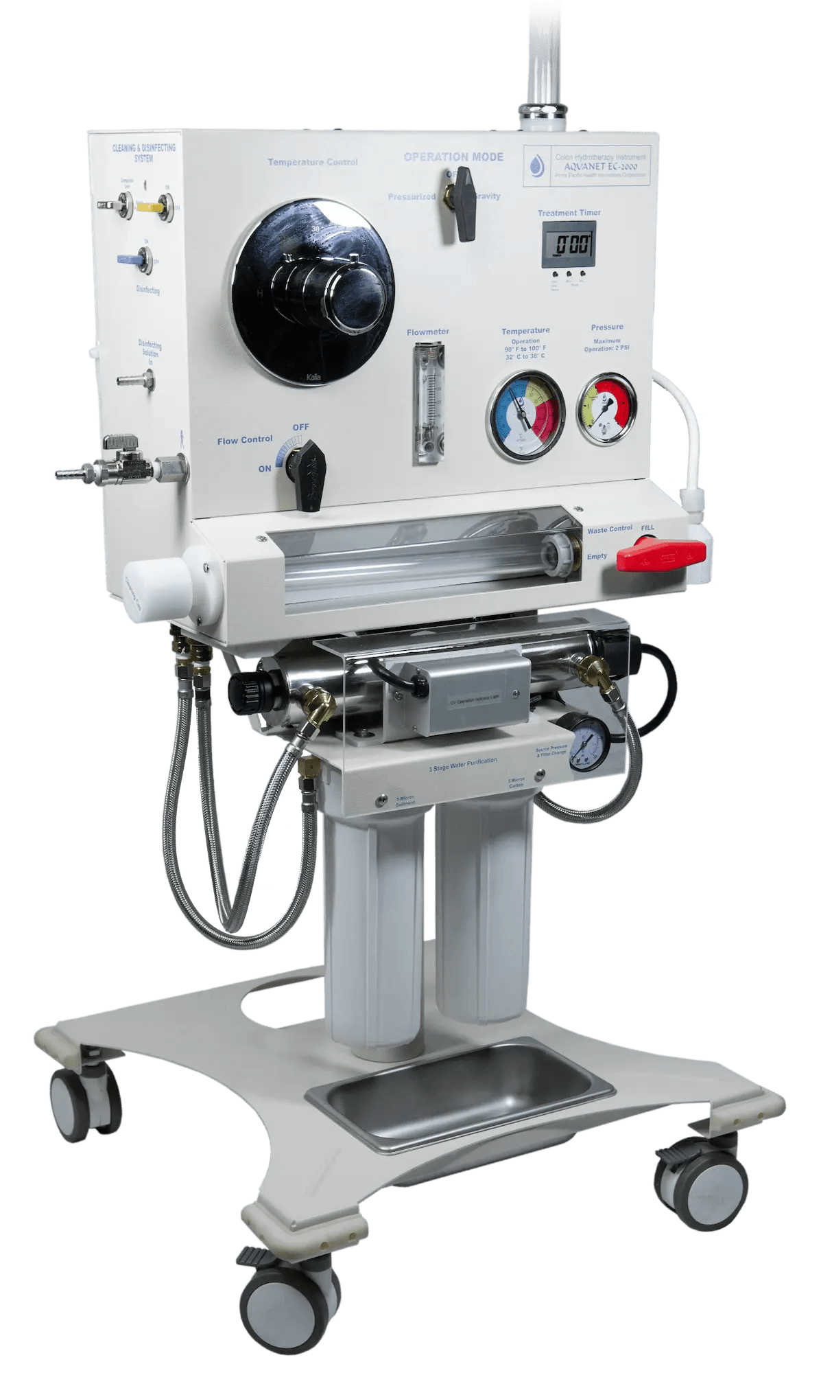 Aquanet GRY-500 with control panel, display gauges, and wheels for mobility, designed for water-based treatments.