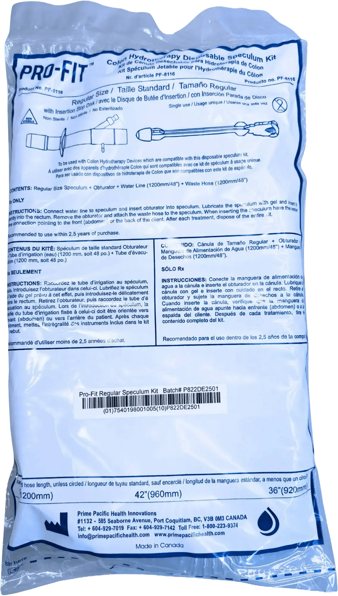 Pro-Fit Kit with Insertion Stop, Regular size disposable speculum kit for colon hydrotherapy systems.
