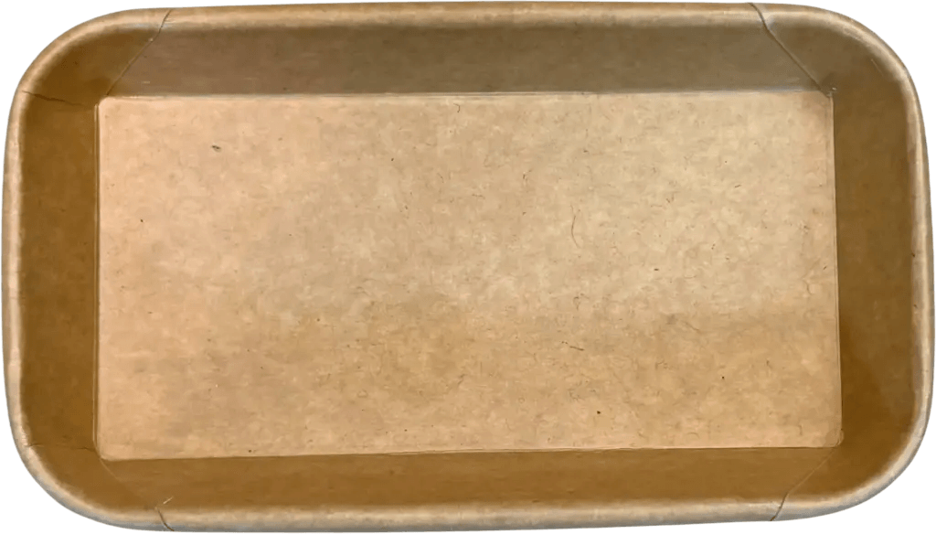 Rectangular, brown cardboard tray with smooth edges and a clean surface.